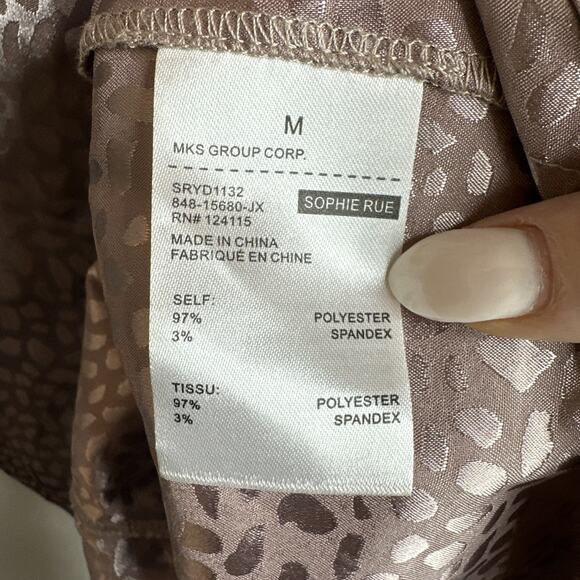 Anthropologie Sophie Rue Slip Dress Size M Pink Animal Print Spaghetti Strap - Picture 9 of 9